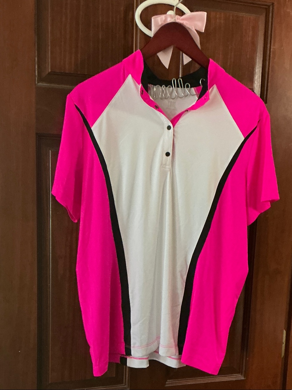 Women’s Pink and White Athletic Polo Top